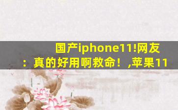 国产iphone11!网友：真的好用啊救命！,苹果11
